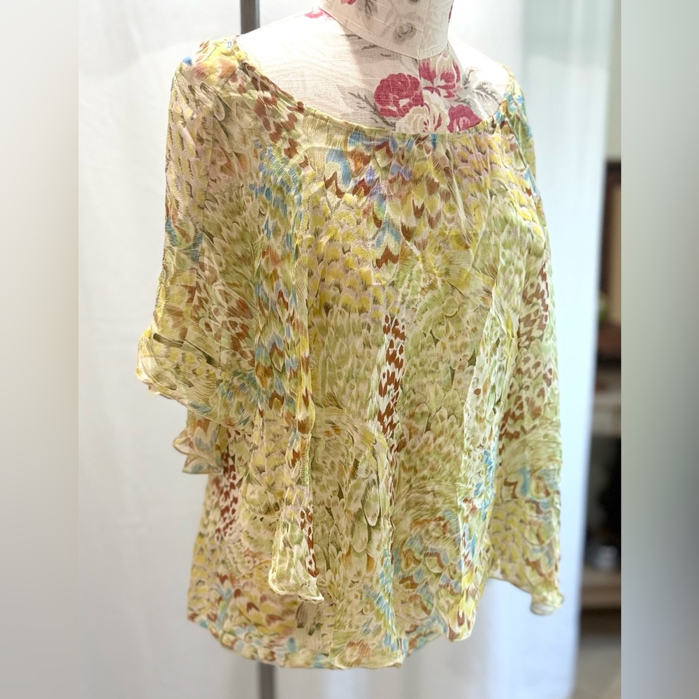 Colorful Feather Print Blouse